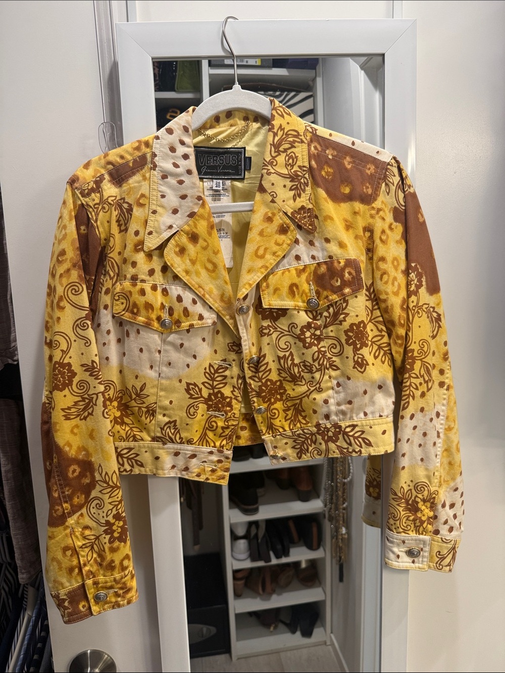 Versus - Gianni Versace Cropped Yellow & Brown Patchwork Jacket